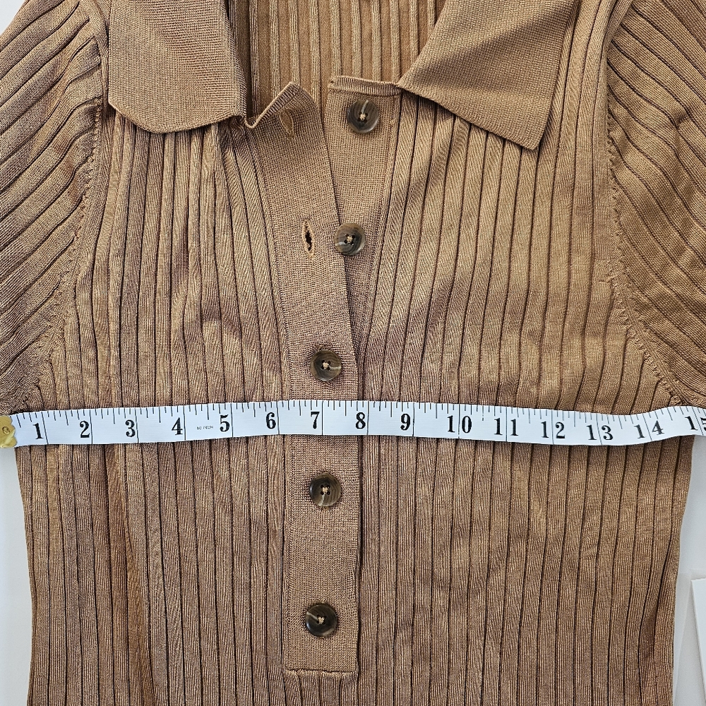 NWT Good American 5/6 Ribbed Button-Up Long Sleeve Top - Picture 4 of 6